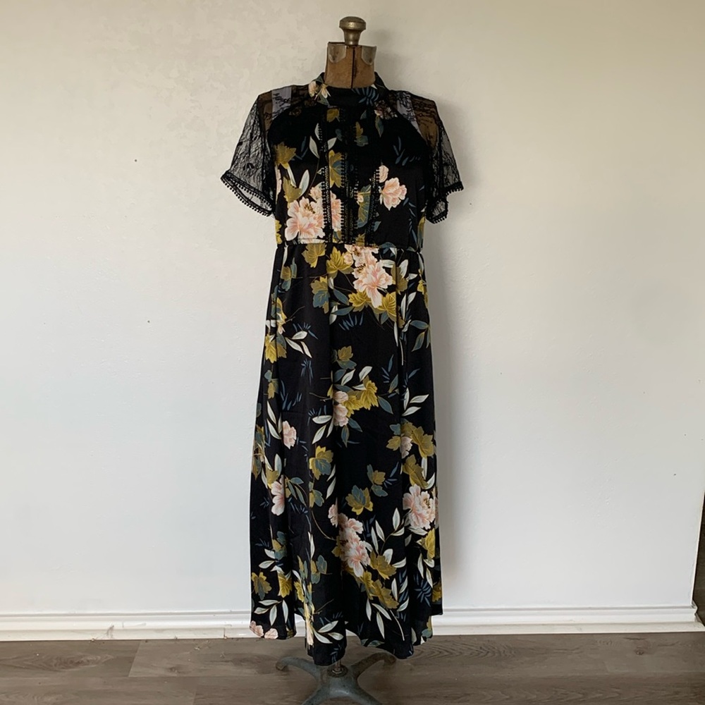 Black Floral Dress By Liquorish